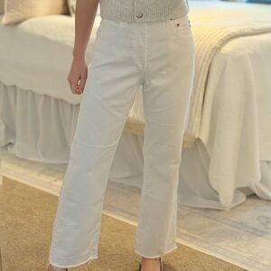 AG Adriano Goldschmied Women's Cream Straight Leg Jeans